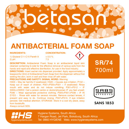 SSC-BET-021 - BETASAN ANTIBACTERIAL FOAM SOAP - 700ml x 6